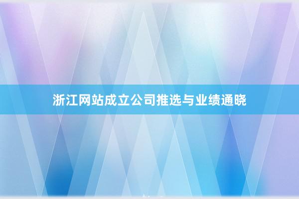 浙江网站成立公司推选与业绩通晓