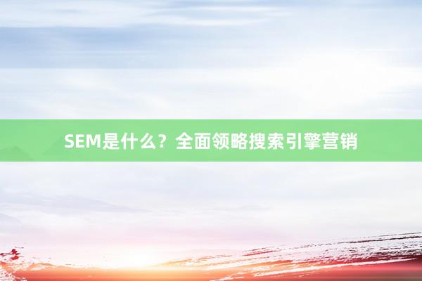 SEM是什么？全面领略搜索引擎营销